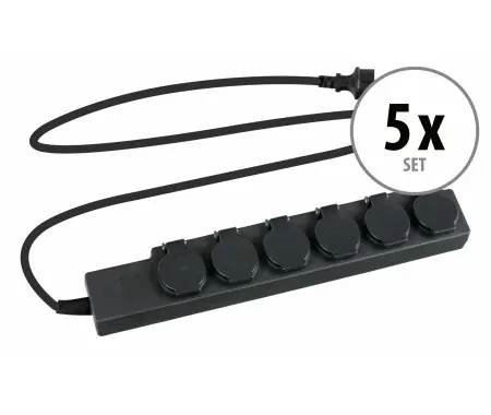 Promo Stagionale Stagecaptain PSO-6 BK Ciabatta Multipresa Esterna 6 Vie IP44 Set 5x