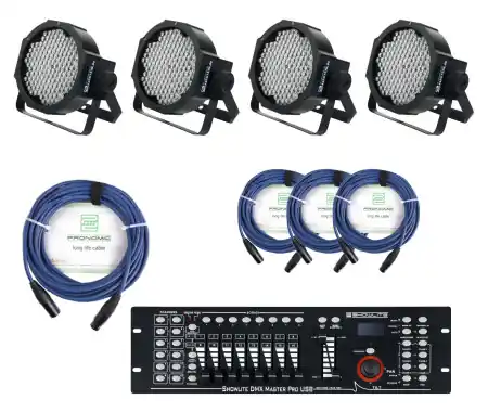 Prezzo Ridotto Showlite FLP-144W Fari 4 x Set incl. Showlite Master Pro USB & Cavi
