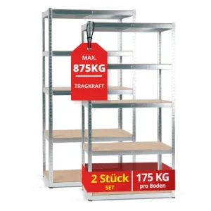 Stagecaptain Heavyrack Scaffale da Magazzino con Ripiani in Legno, max. 875 kg Set da 2 Offerta Limitata