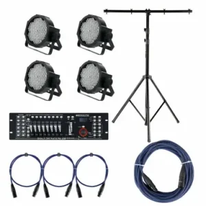 Occasione Imperdibile Showlite FLP-144W Fari 4 x Set incl. Showlite Master Pro USB, Statore & Cavi