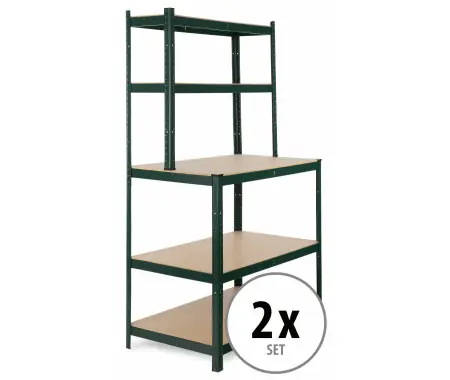 Scelto Dai Clienti Stagecaptain WBR-175 GR Scaffale da Banco da Lavoro con Ripiani in Legno Verde Scuro Set da 2