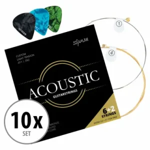 Offerta Speciale Shaman Acoustic Corde per Chitarra Western incl. 2 Corde di Ricambio e 3 Plettro Set da 10