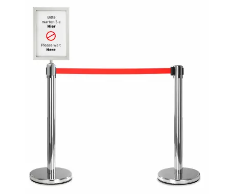 Direttamente Dal Produttore Stagecaptain PLS-200S Palo Segnapercorso Sistema di Guidamento Persone Argento Set Coppia con Supporto Cartelli