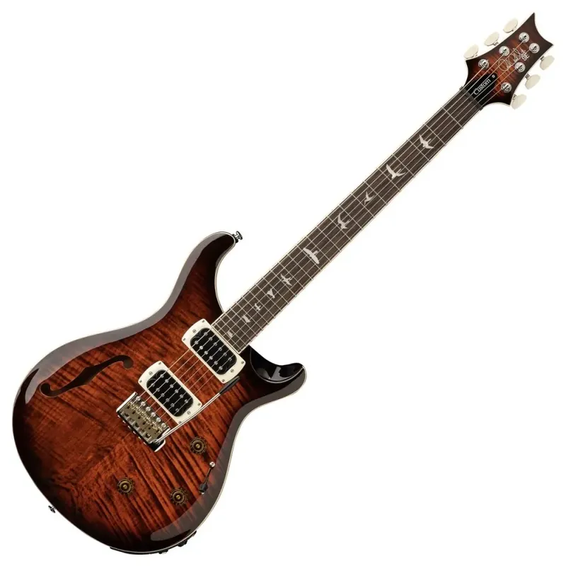 PRS SE Custom 24 Semi-Hollow Piezo Orange Tiger Smokeburst - Chitarra Elettrica Semiacustica con Sistema LR Baggs Novità