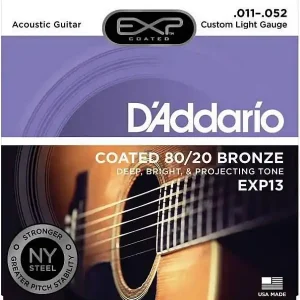 D‘Addario EXP13 Coated 80/20 Bronze - corde per chitarra acustica Custom Light, 11-52 Offerta Limitata
