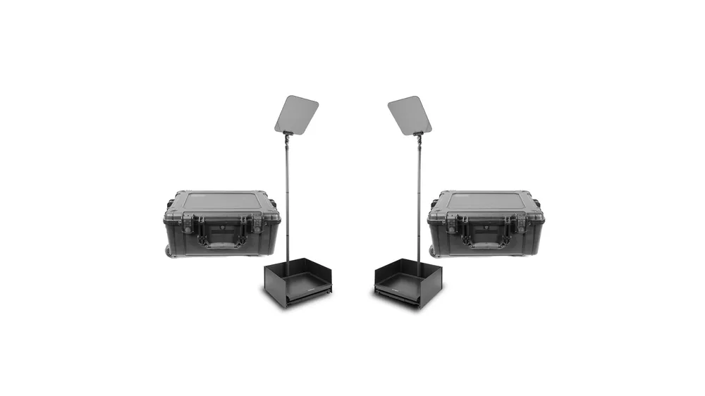 Vendita Finale Prompter People PRO-SP19P2KIT-CARB StagePro 19″ 400 NIT Teleprompter Presidential con asta in fibra di carbonio – set da 2 con 2 custodie