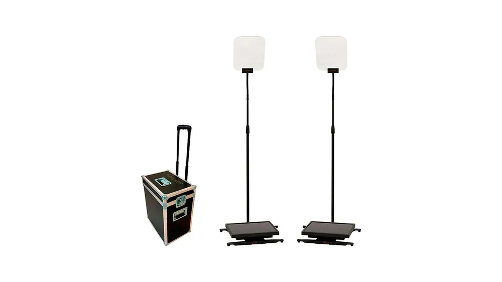Teleprompter TVPrompt INBOX22HB Stagepro Par Presidencial de alto brillo HB 1000nit con monitor auto-reversible de 22″ y maletín de viaje Promozione