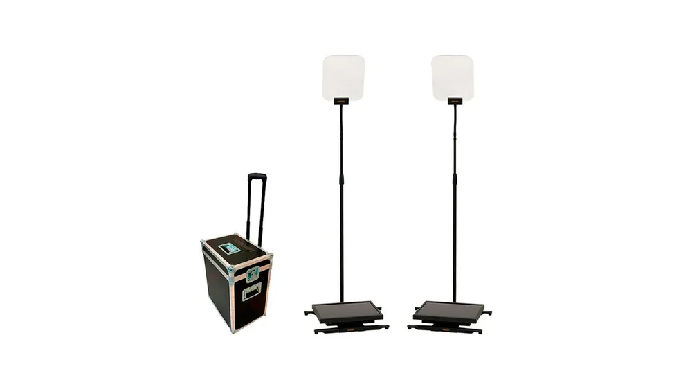 Promozione Teleprompter TVPrompt INBOX19HB Stagepro Par Presidencial de alto brillo HB 1000nit con monitor auto-reversible de 19″ y maletín de viaje