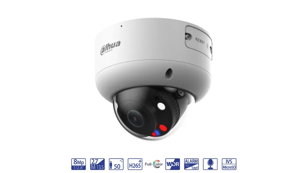 Dahua Dome IP da 8MP 2.7-13.5mm con AI WizSense – telecamera di videosorveglianza IPC-HDBW3849R1-ZAS-PV Prezzo Di Fabbrica