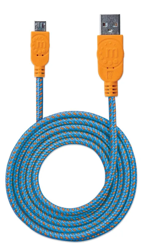 Cavo Micro USB Guaina Intrecciata USB2.0 A M/MicroB M 1m Blu/Arancione Miglior Prezzo