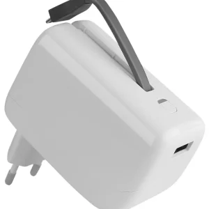 Caricabatterie da Rete Italiana con Powerbank 5200mAh Bianco Saldi