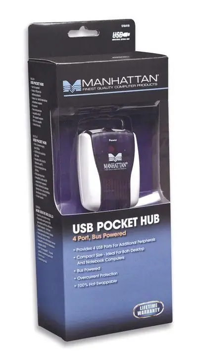 Occasione Imperdibile Hub 4 porte con cavo USB trasparente blu