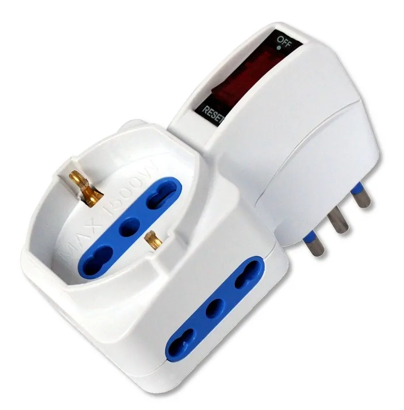 Adattatore con 2 Prese Bipasso e 1 Bipasso/Schuko con Spina 10A Popolare