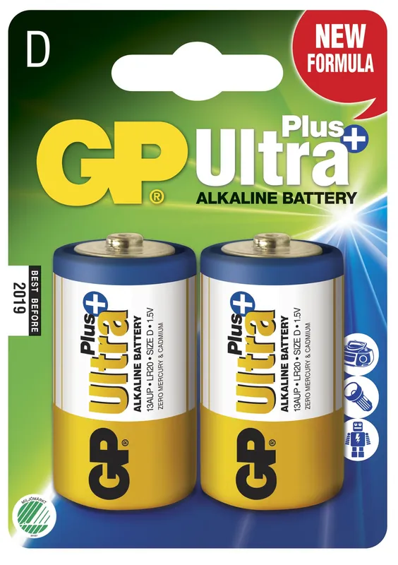 Blister 2 Batterie Torcia D GP Ultra Plus Offerta Limitata