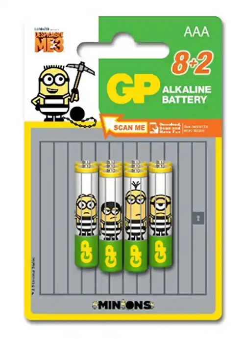 Blister 8+2 Batterie Alcaline AAA MiniStilo GP Minions Subito Disponibile
