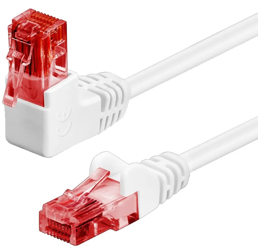 Cavo di rete Patch Connettore Angolato 90° CCA Cat.6 UTP 2m Bianco Prezzo Di Fabbrica