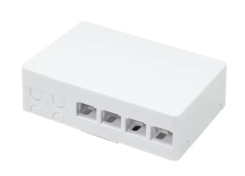 Scatola di Terminazione Ottica di Appartamento (STOA) FTTH per 4 Fibre 4 Adattatori IP20 da Muro o Guida DIN Promozione Esclusiva