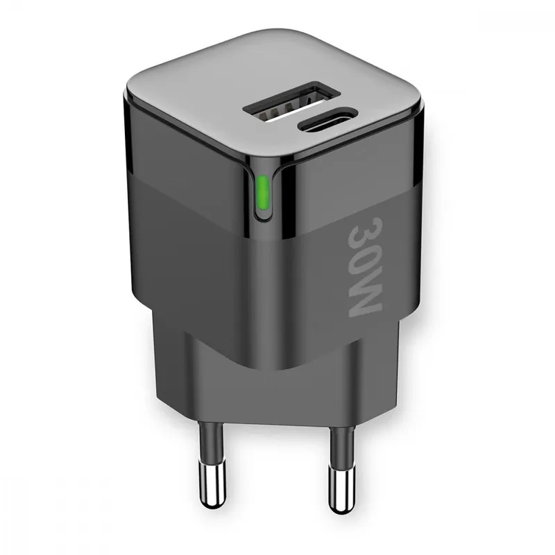 Affare Caricabatterie GaN USB-A e USB-C™ Power Delivery 30W Ricarica Rapida Nero