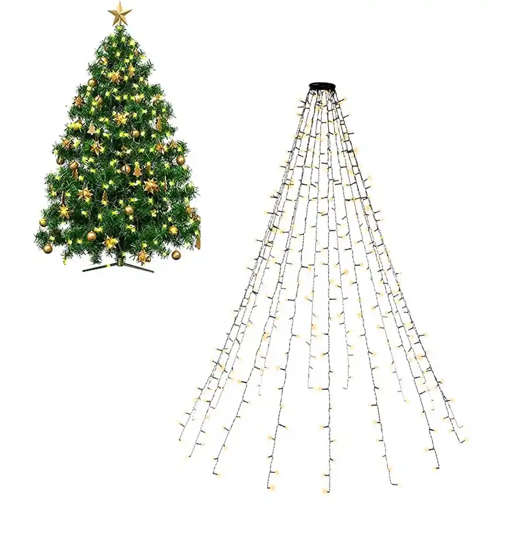 Catena Luminosa 400 Luci LED IP44 Bianco Caldo per Albero con Anello Offerta
