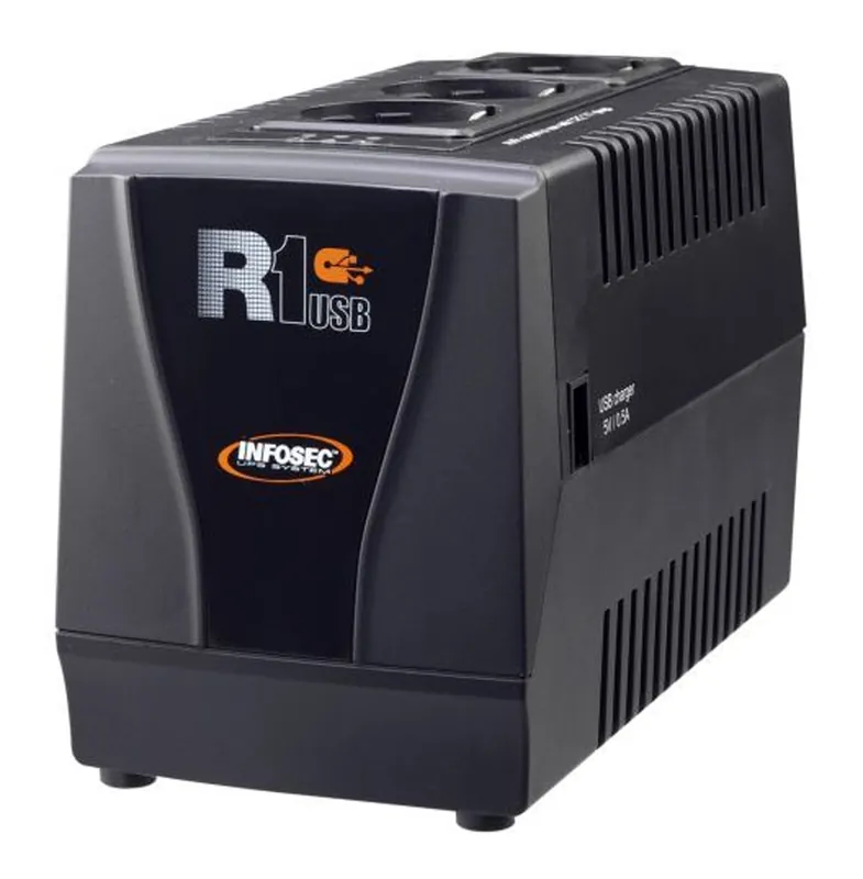 Scelto Dai Clienti Regolatore automatico di tensione R1 USB 1000VA con 3 Prese Schuko Nero