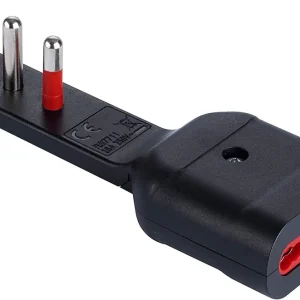 Adattatore Salvaspazio Extra Flat Spina e Presa Italiana 16A 2P+T Angolata Nero Affare